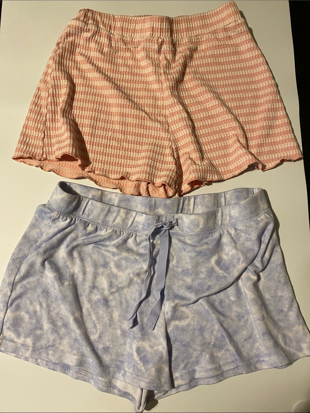 Laura Ashley andAlya Pink Striped & Light Blue Tie-Dye Lounge Shorts size. S-L